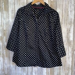 Lane Bryant Black and White Polka Dot Button Down Shirt